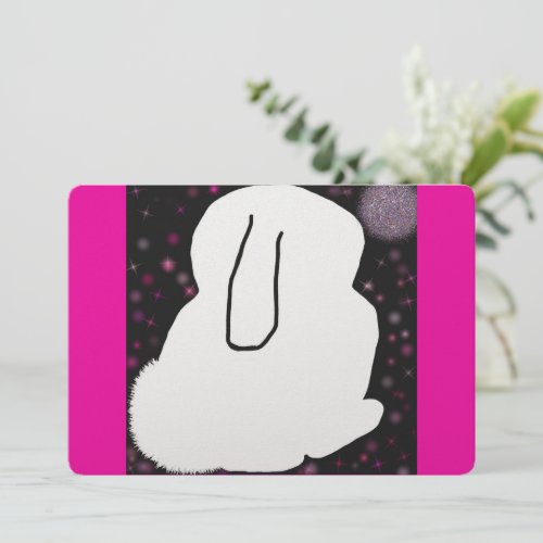 Cute rabbit disco New Year flat Holiday Card