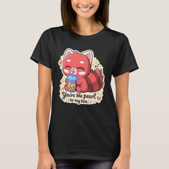 Cute Rabbit drinking bubble tea, boba tea T-Shirt (Front)