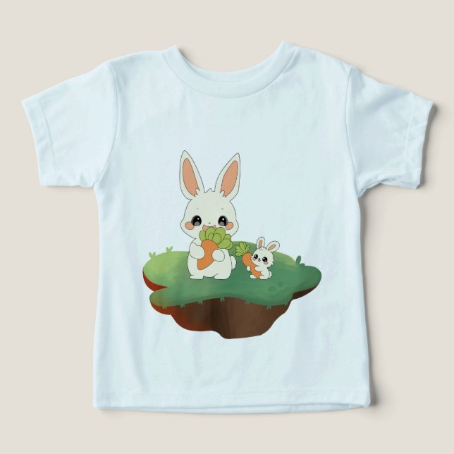 Cute Rabbit Duo with Carrots Toddler T-shirt (Design Front)