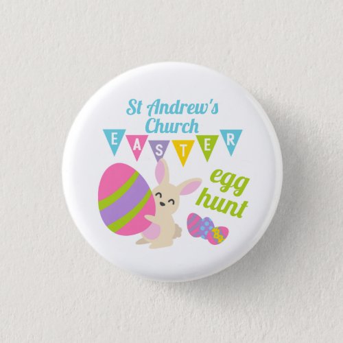 Cute Rabbit Easter Egg Hunt Blue Button