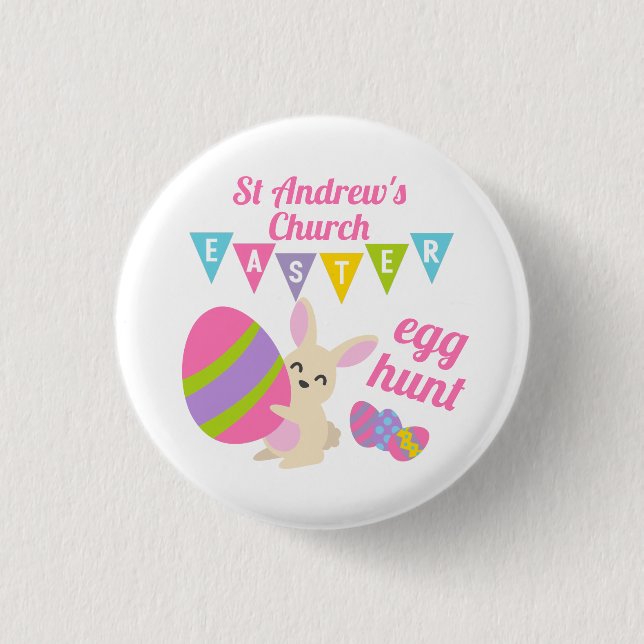 Cute Rabbit Easter Egg Hunt Button (Front)
