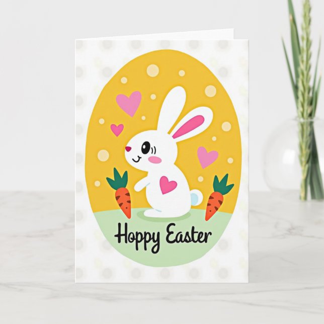 Cute Rabbit Easter Greeting Card (Front)