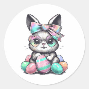 Cute Rabbit Face Tie Dye Gles Eggs Bunny Easter Da Classic Round Sticker