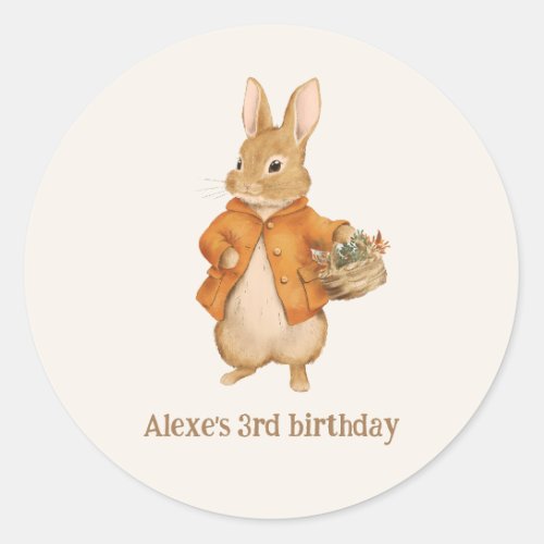 Cute Rabbit Fall Birthday Classic Round Sticker