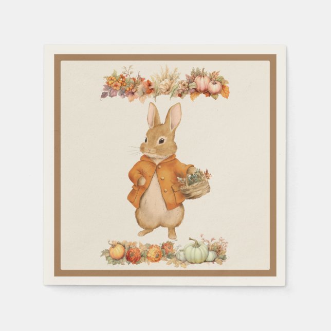 Cute Rabbit Fall Birthday Napkins (Front)