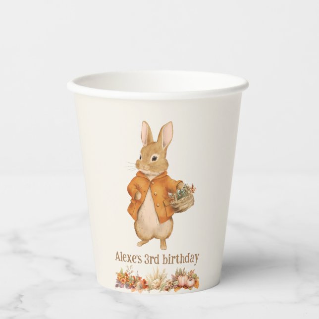 Cute Rabbit Fall Birthday Paper Cups (Front)