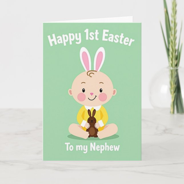 Cute Rabbit First Easter Card (Front)