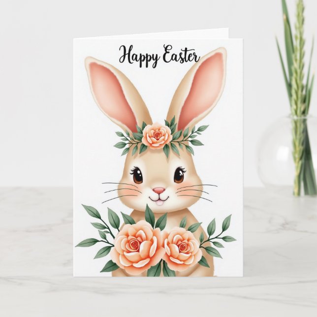 Cute Rabbit Floral Friendship Card (Front)
