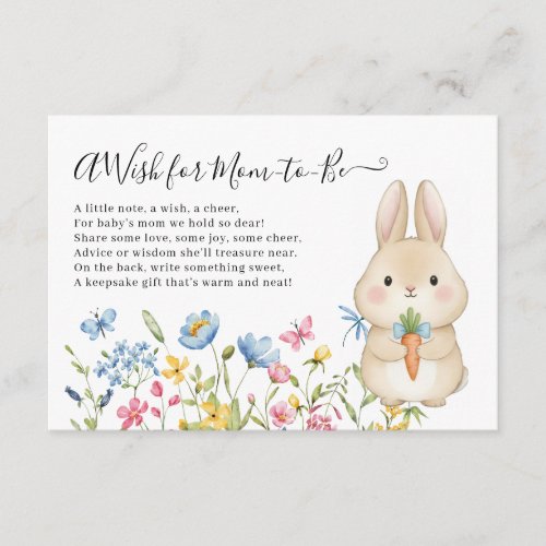 Cute Rabbit Floral Wish for Mom-To-Be Baby Shower Enclosure Card