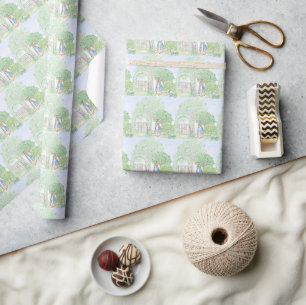 Cute Rabbit Garden Watercolor Gift Wrapping Paper
