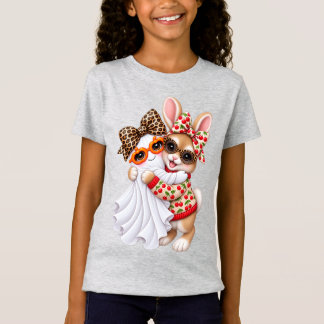 Cute Rabbit Ghost Halloween Autumn Art T-Shirt