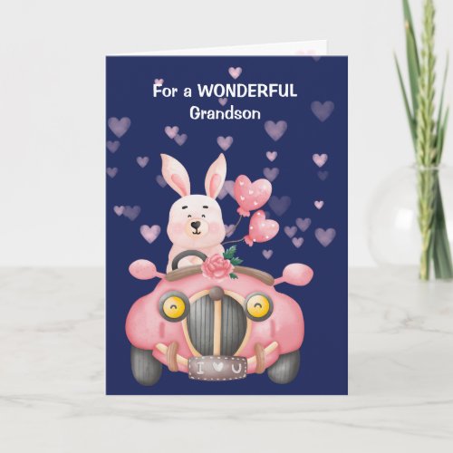 Cute Rabbit Grandson Valentine Card