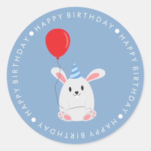 Cute Rabbit Happy Birthday Classic Round Sticker
