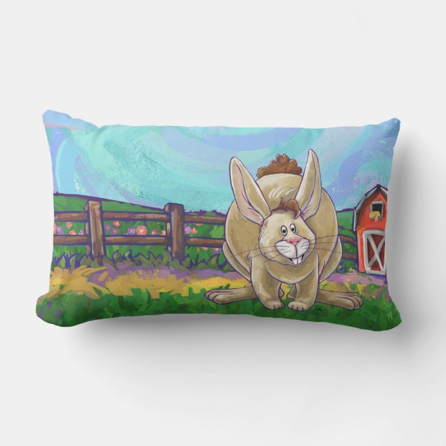 Cute Rabbit Heads and Tails Lumbar Pillow (Front)
