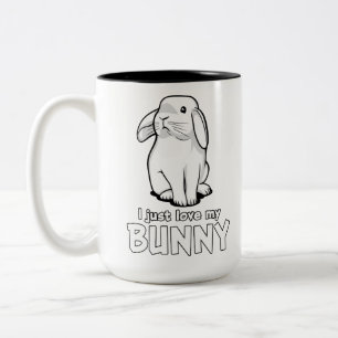 Cute Rabbit I Just Love My Bunny Two-Tone Coffee Mug
