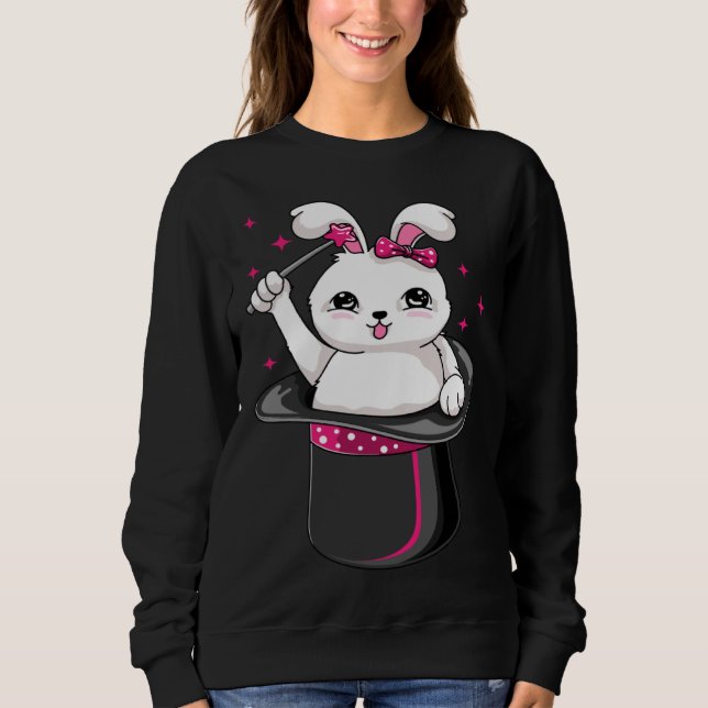 Cute Rabbit In A Hat  Magician Performer Illusioni Sweatshirt (Front)
