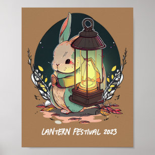 Cute Rabbit In Lantern Festival 2023 Poster