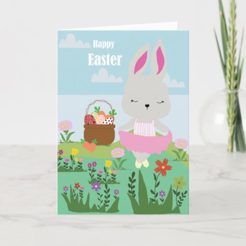 cute rabbit in the garden easter holiday card