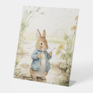 Cute Rabbit in the kitchen Pedestal Sign