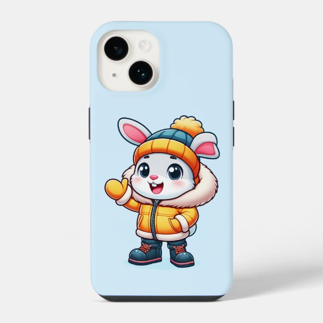 Cute rabbit in winter iphone case (Back)