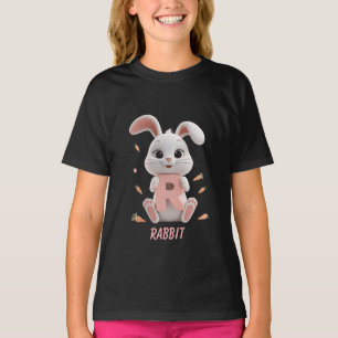Cute Rabbit Kids T-Shirt R is for Rabbit Alphabe