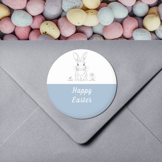 Cute Rabbit Line Art - Happy Easter Sticker (Cute Rabbit Line Art - Happy Easter Sticker)