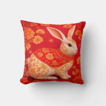 Cute rabbit new Chinese year Throw Pillow