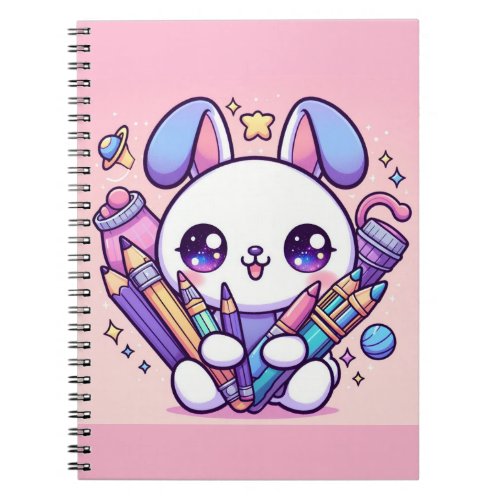 Cute Rabbit notebook with art supplies