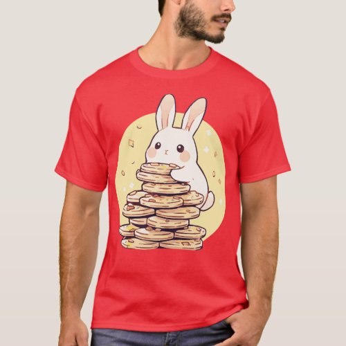 Cute rabbit on a pile of cookies T_Shirt