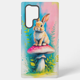 Cute Rabbit on Mushroom Colorful Animal Samsung Galaxy S22 Ultra Case