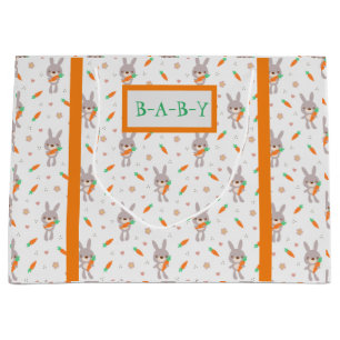 Cute Rabbit Orange Boy Girl Large Gift Bag