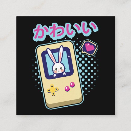 Cute Rabbit Pastel Kawaii Gamer Japanese Anime Square Business Card