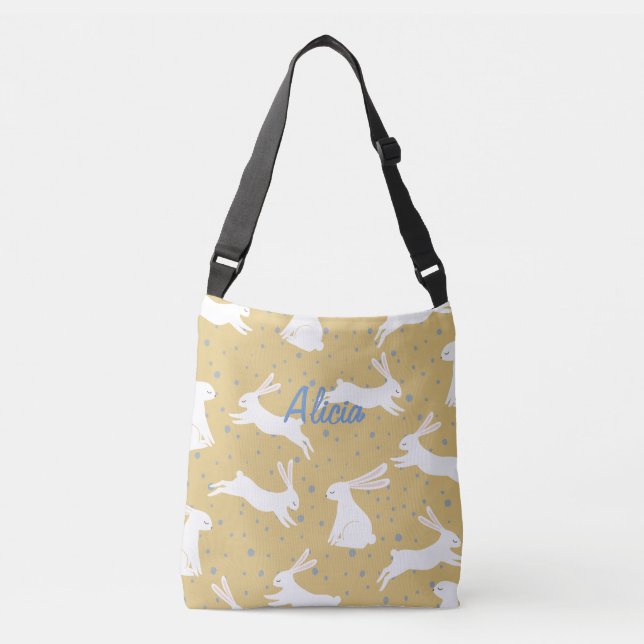 Cute Rabbit Pattern Design - Customizable Crossbody Bag (Front)
