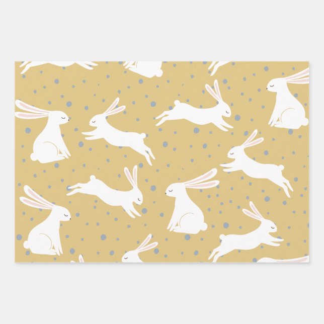 Cute Rabbit Pattern Design Wrapping Paper Sheets (Front)