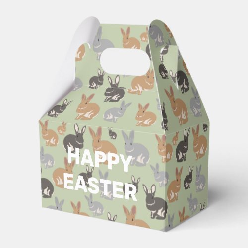 Cute Rabbit Pattern Neutral Colors Happy Easter Favor Boxes