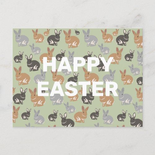 Cute Rabbit Pattern Neutral Colors Happy Easter Holiday Postcard