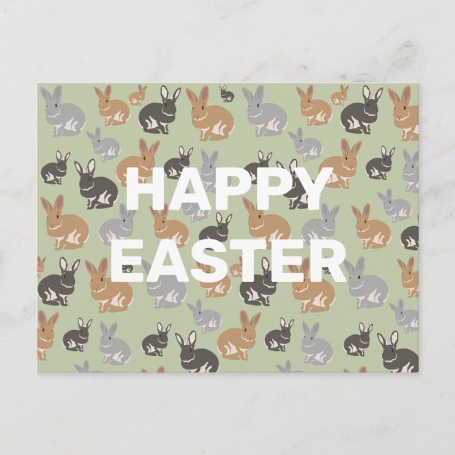 Cute Rabbit Pattern Neutral Colors Happy Easter Holiday Postcard (Front)