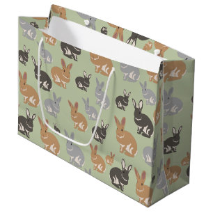 Cute Rabbit Pattern Neutral Colors Large Gift Bag