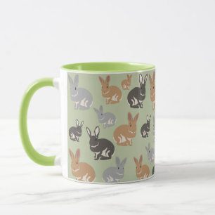 Cute Rabbit Pattern Neutral Colors Mug