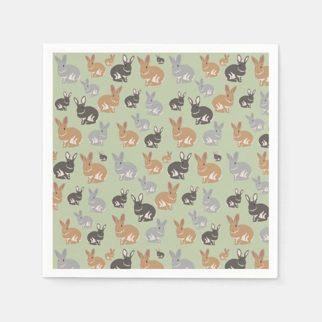 Cute Rabbit Pattern Neutral Colors  Napkins (Front)