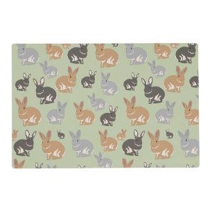 Cute Rabbit Pattern Neutral Colors Placemat