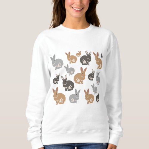 Cute Rabbit Pattern Neutral Colors Sweatshirt
