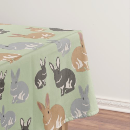 Cute Rabbit Pattern Neutral Colors Tablecloth