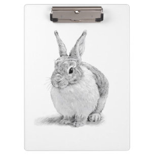 Cute Rabbit Pencil Drawing Clipboard