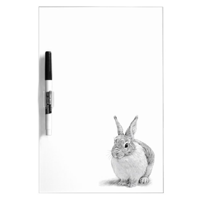Cute Rabbit Pencil Drawing Dry Erase Board (Front)