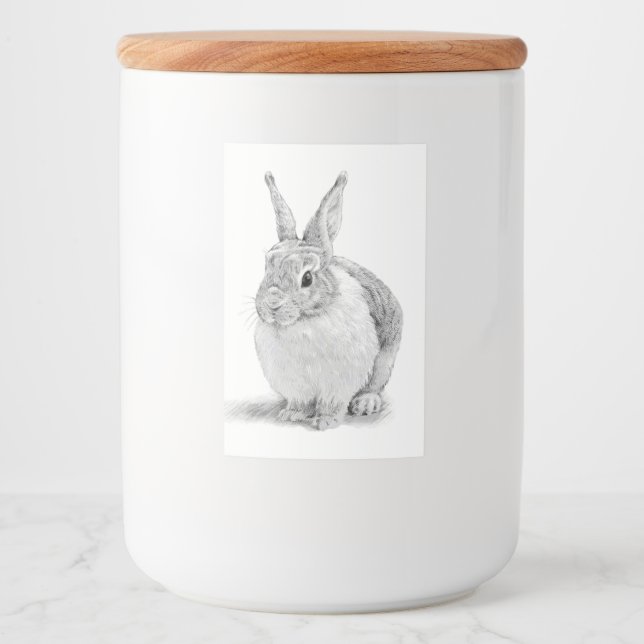 Cute Rabbit Pencil Drawing Food Label (Front)
