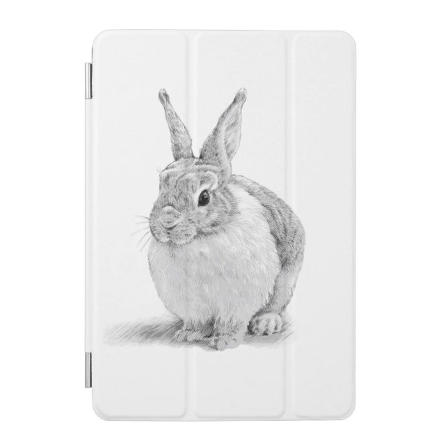 Cute Rabbit Pencil Drawing iPad Mini Cover (Front)