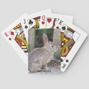 Cute Rabbit Photo Personalized Name Poker Cards