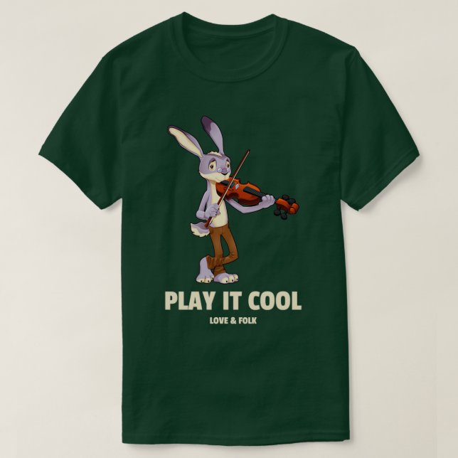 Cute Rabbit Playing a Violin T-Shirt (Design Front)