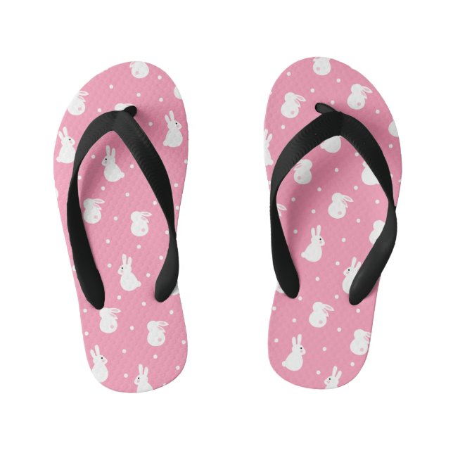 Cute Rabbit Polka Dot Pattern Kid's Flip Flops (Footbed)
